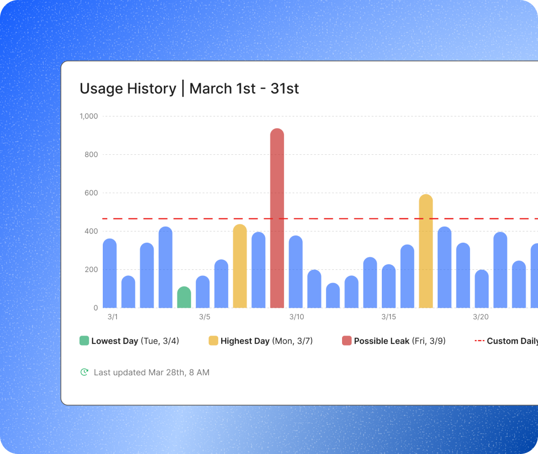 Usage history graph with leak spike